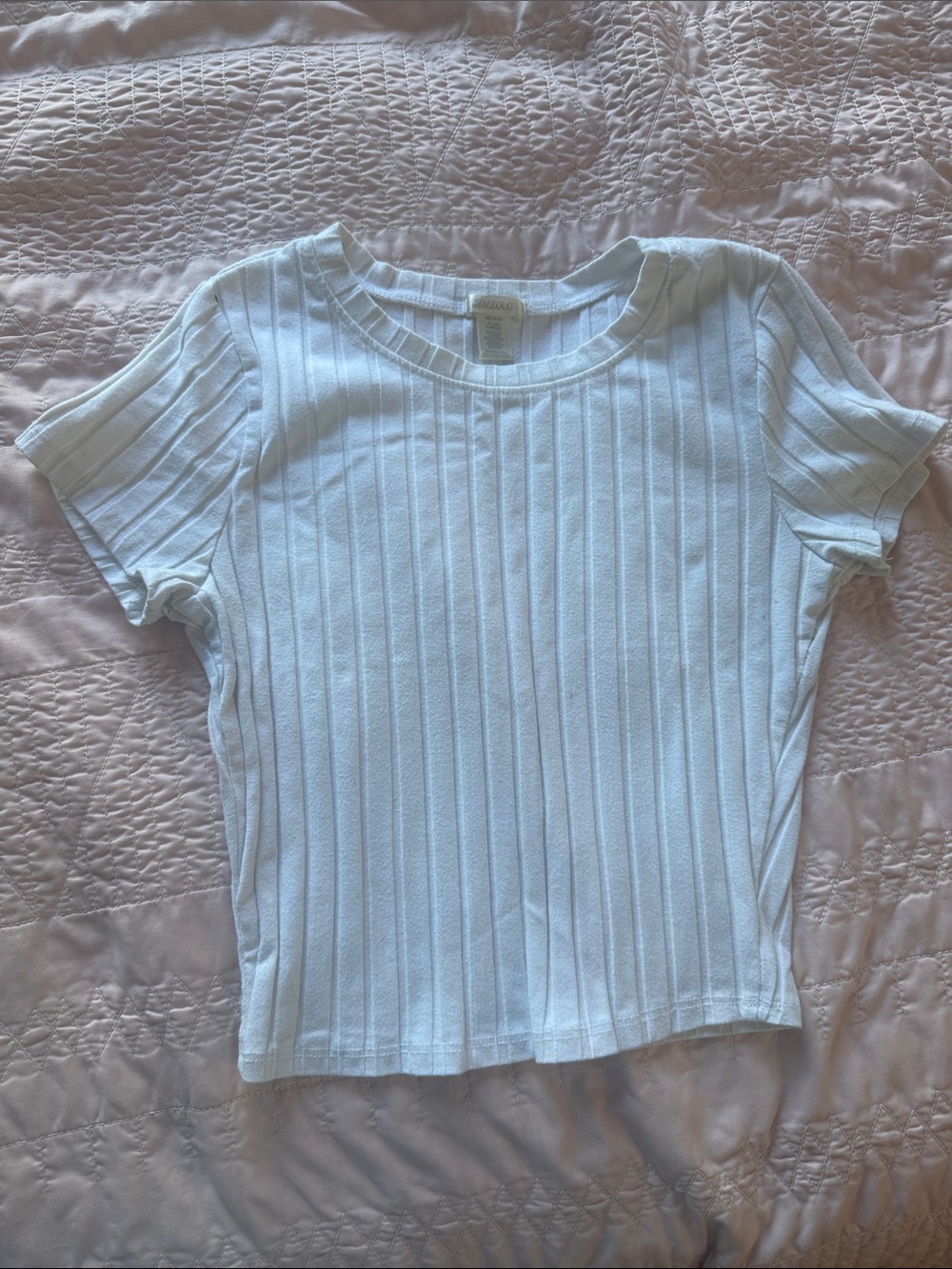 Bozzolo White Ribbed Short Sleeve Top